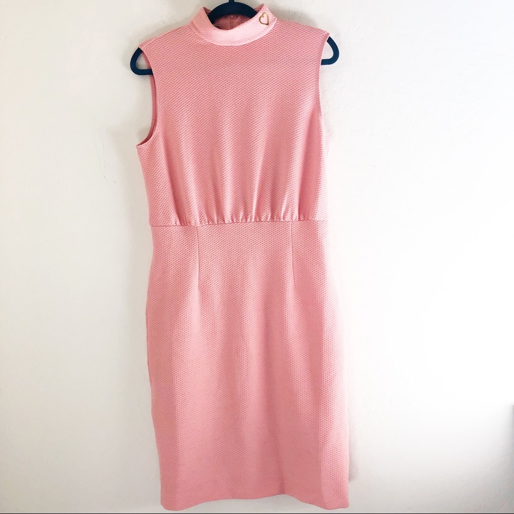 Love Moschino Peach Sleeveless High Neck Dress with Heart Collar size 8